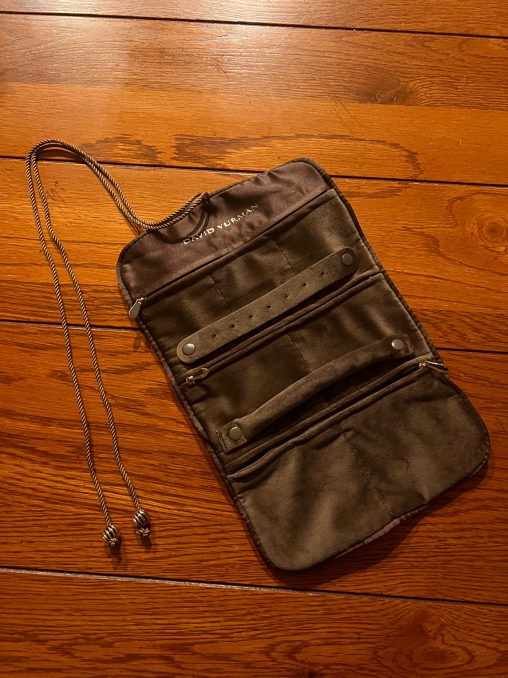 David Yurman Brown Velvet Travel Jewelry Wrap Case